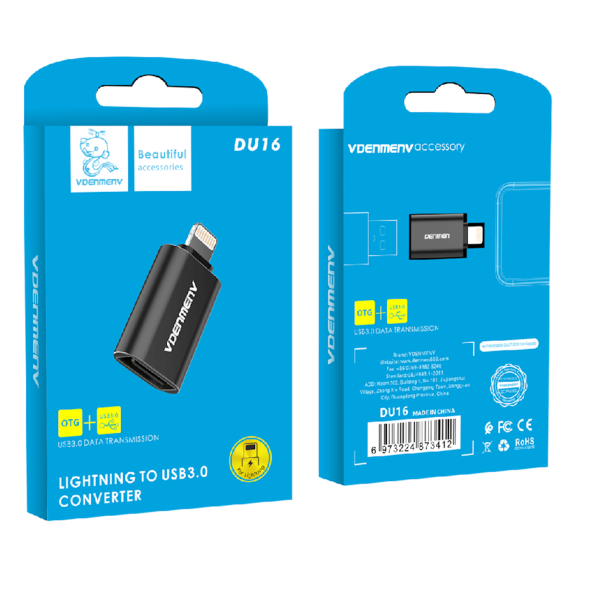 ფლეშ ბარათზე გადამყვანი Denmen DU16 Lightning to USB