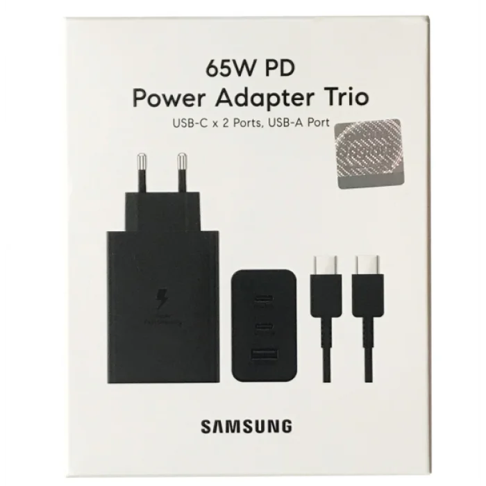 Samsung 65W სწრაფი დამტენი 3 პორტით და Type-C PD მხარდაჭერით