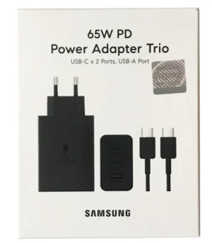 Samsung 65W სწრაფი დამტენი 3 პორტით და Type-C PD მხარდაჭერით